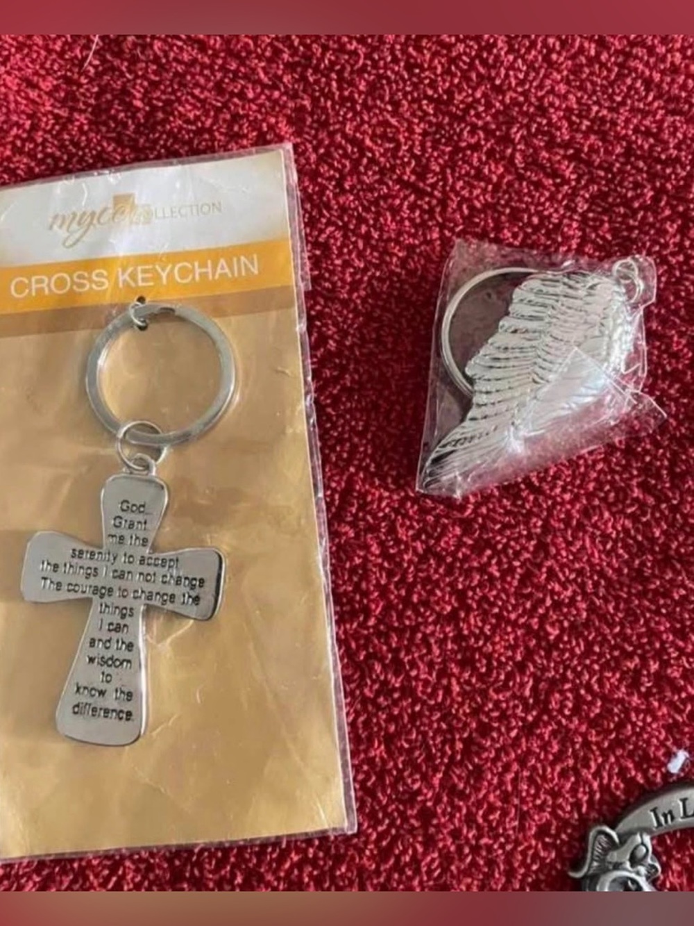 Silver Cross Keychain with Inspirational Prayer -